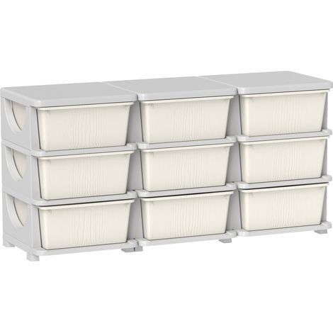 HOMCOM Kids Storage Units with Drawers 3 Tier Chest Dresser Tower Cream (1/5)