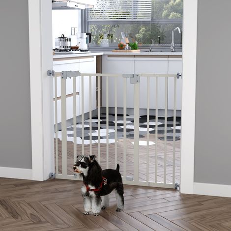 Blanc - Porte extensible avec montage sous pression, barrière pour chiens avec fermeture automatique et extension hauteur 76,2 cm