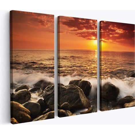 Tableau triptyque sur toile - Vue Mer océan (1/2)