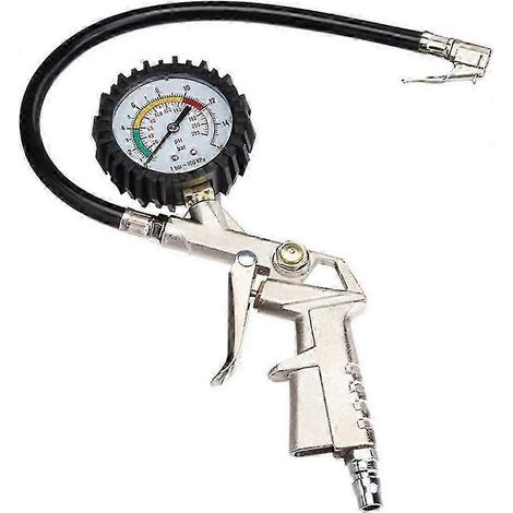 Manomètre de pression des pneus, pistolet manomètre, testeur de pression d'air multifonction 016 bar pour voiture/moto/ (1/4)