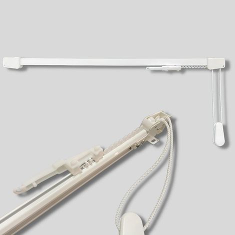 Binario per Tende Lineare in Alluminio Bianco, Movimento a Corda, Attacco Soffitto/ Parete - Completo di Tutti Gli Accessori - Lunghezza: 200 CM