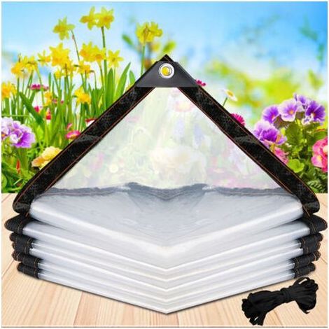 Bâche Transparente avec Oeillets Exterieur Plastique Serre terrasse bâches de Protection étanche pour extérieur Meubles Jardin 2x1m (1/5)