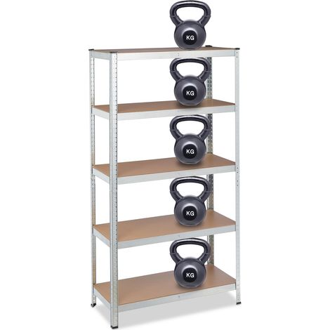 Relaxdays Schwerlastregal, HBT: 180x90x45 cm, Traglast: 1325kg, 5 Ebenen, Speisekammer, Keller & Garage, Stahl, verzinkt