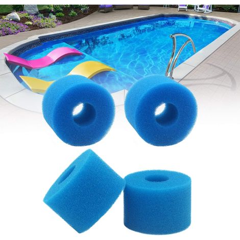 QAZQA 4 pièces Cartouche de Filtre Éponge, Éponge Filtrante Réutilisables Filtres de Piscine lavables pour Piscine Spa Bain à Remous Piscine Outil de Nettoyage en Mousse de Cartouche(Bleu) (1/5)