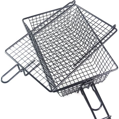 Panier à griller avec couvercle, antiadhésif, en métal, avec accessoire de grill amovible et pliable pour steaks de poisson (1/5)