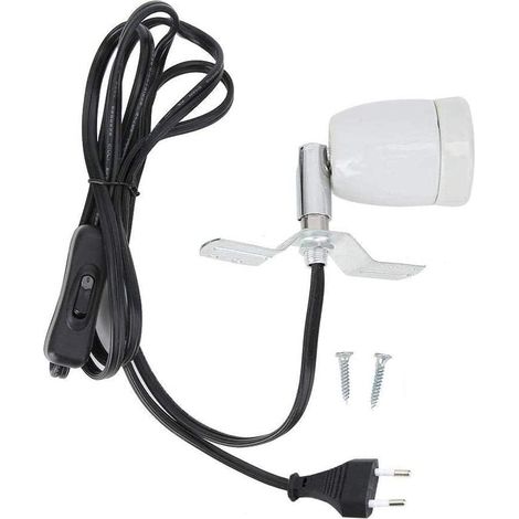 Support De Lampe Chauffante Céramique E27 Douille De Lampe Chauffante 100W Maximum Gradable Avec Interrupteur et Prise EU Orientable à 360° Pour Tortue Serpent Lézard Reptile (Sans Ampoule) (1/5)