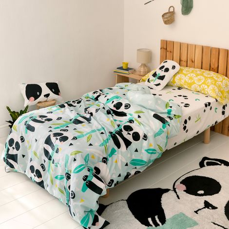 Ensemble nordique Panda jardin bleu 2 pièces 155x220 cm (lit 80/90) (1/5)