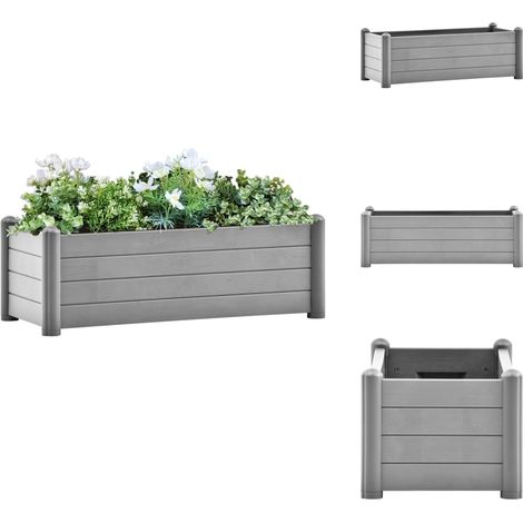 Lit surélevé de jardin PP Gris pierre 100x43x35 cm - Jardinière - Pot De Fleurs - Bac À Plantation - Extérieur - Intérieur (1/5)