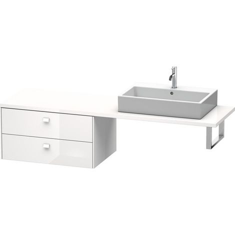 Meuble bas console BRIOSO Griffe chromé 442x820x550mm noyer foncé