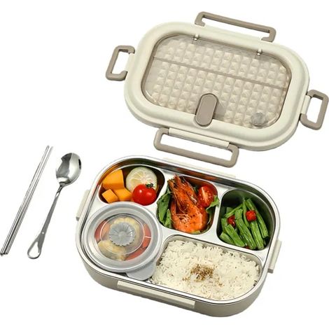 Porte-déjeuner,Grande Capacité Convient au Micro-ondes, Conteneur De Nourriture Et Boîte À Lunch En Acier Inoxydable (1/5)
