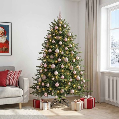 vidaXL Artificial Christmas Tree with Bauble 210 cm 300 LEDs (1/5)