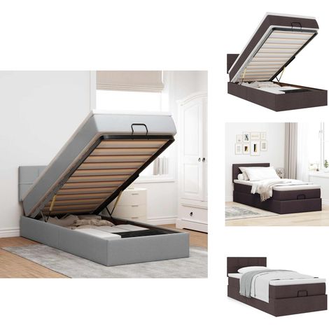 Cadre de lit ottoman avec matelas marron foncé 90x190 cm tissu - Cadre De Lit Ottoman - Cadres De Lit Ottoman - Cadre De Lit - Cadre De Lit Avec Rangement (1/5)