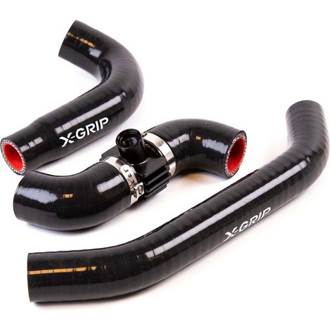 Durites de radiateur en silicone X-GRIP pour KTM 250-300, EXC TBI, XC-W TBI '24-, SX, XC '23-, Husqvarna 250-300, TE '24-, TC, TX '23-, Gasgas 250-300, EC, MC, EX '24-. Couleur : noir. (1/3)