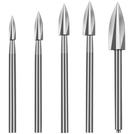 Pair Lot de 5 Outils de Gravure HSS pour Bois - Couteaux de Sculpture de Précision, Accessoires Rotatifs pour Modélisme et Travail du Bois (1/5)