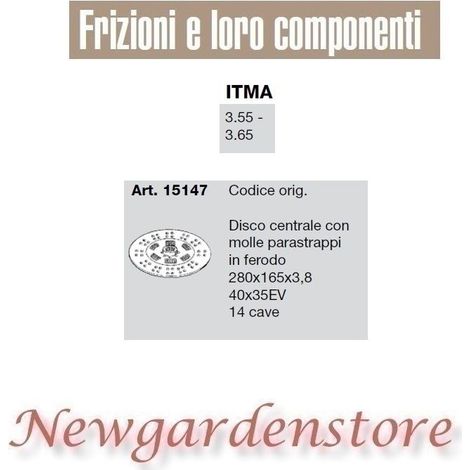 Disco central Ferodo 15147 3.55 3.65 compatible ITMA 40x35 280x165x3,8 14cave
