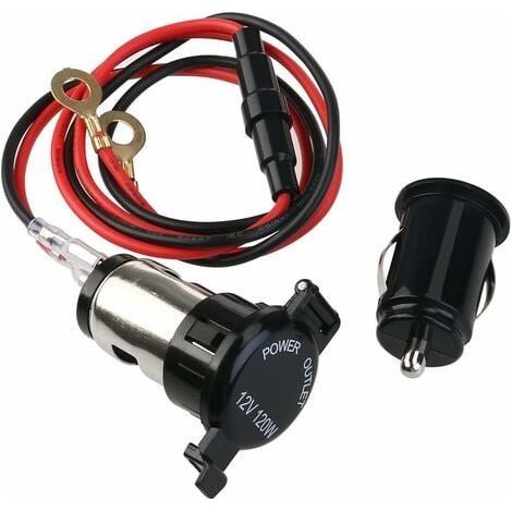 Zigarettenanzünderbuchse mit USB-Ladeadapter für Auto/Motorrad. Geeignet für iPhone/iPod/MP3-Player/GPS-Geräte. Schwarz. 12 V, 120 W.