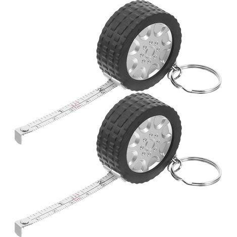 2pcs Ruban Mètre Porte-clés Compact Noir en Alliage et Plastique, Portable Mesure Précise pour Construction et Bureau (1/5)