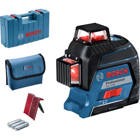 Niveau Laser Lignes GLL 3-80 (laser rouge, pour l'intérieur, portée : jusqu’à 30 m, 4 piles AA, dans coffret de transport) (1/5)