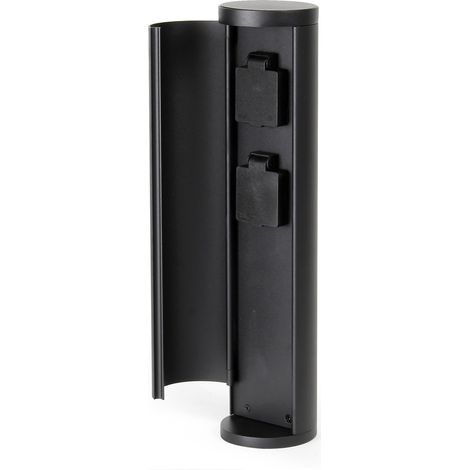 Wiltec Presa multipla da giardino in alluminio con protezione IP44 Colonna a 2 prese per esterno