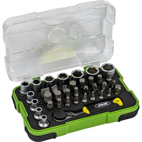 JBM 53156 VALIGETTA DA 38 PEZZI CON MINI CRICCHETTO DA 1/4". (1/2)