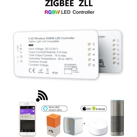 Contrôleur de bande LED RGBW ZIGBEE à gradation sans fil, connecteur groupé pour bandes LED basse tension, type à pression
