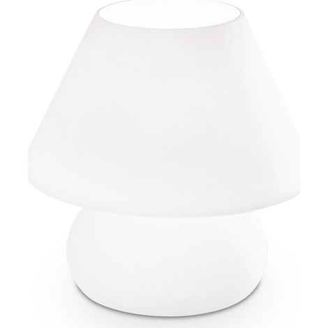 Lampada Da Scrivania-Ufficio Moderna Prato Vetro Bianco 1 Luce E27 Small (1/3)