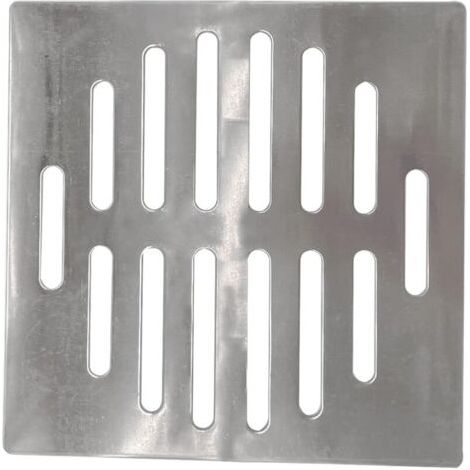 Grille d'évier en acier inoxydable, carrée, 15 cm, 14 trous, argentée (1/4)