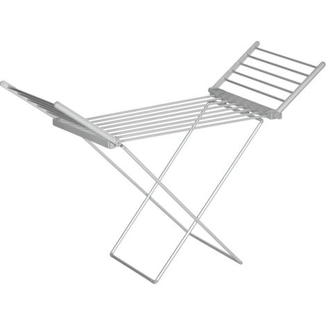 STENDINO ELETTRICO RISCALDATO CON ALI PIEGHEVOLE SALVASPAZIO IN LEGA DI ALLUMINIO. 144X53X96CM. ARGENTO (1/5)