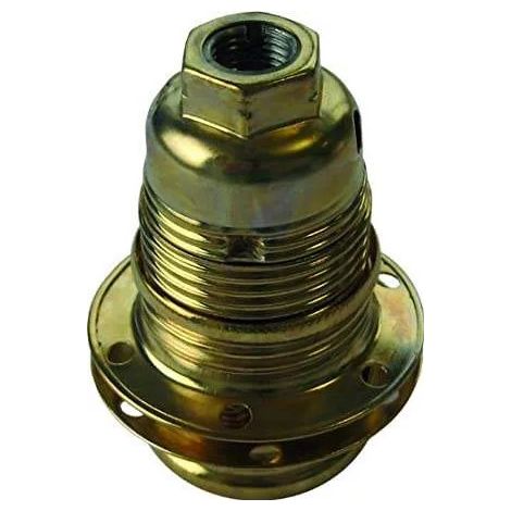 Fassung E14 gold mit Gewinde und 2 Ringen, Durchmesser 10, 60W, 2A, 250V