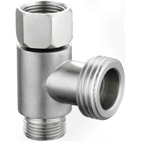 Raccords en T nickelés, connecteurs de tuyaux d'eau en acier inoxydable de 3/8" à 1/2" (1/5)
