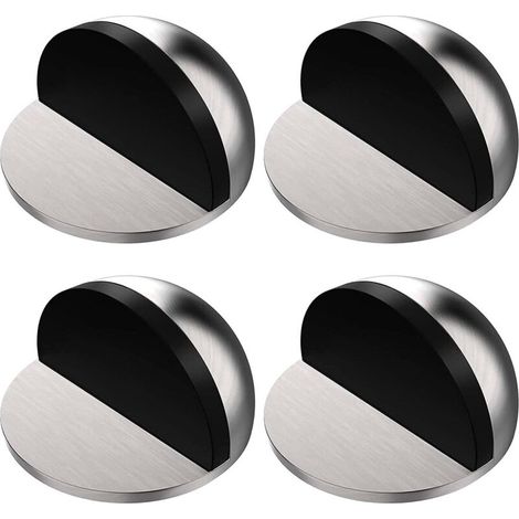4 Stück Edelstahl-Türstopper für den Boden, ovaler Halbmond-Türstopper zur Bodenmontage, Türstopper mit 3M-Kleber, selbstklebend, schützt Ihre Wände vor Schäden durch Schrauben, (1/5)