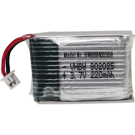 vhbw batteria con PH 1.25 2P per modellismo per es. macchine da corsa, elicotteri, aerei (220mAh, 3,7V, Li-Poly, 29 x 20 x 8 mm) (1/3)