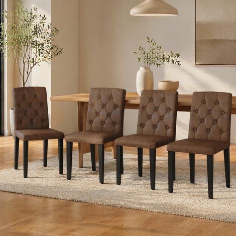 Retro-Esstischstühle im 4er-Set, Samteffekt, 42 x 46 x 89 cm, braun/schwarz HAVRYA (1/5)