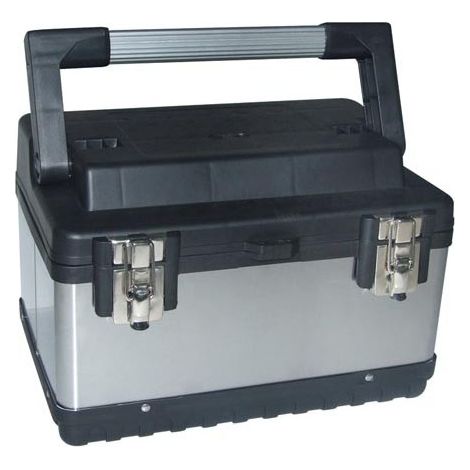 Perel – Boîte à outils en acier inoxydable 380 x 270 x 225 mm – OTBA5 – Plateau amovible pour rangement organisé – Fermetures métalliques robustes - RI7037 (1/3)