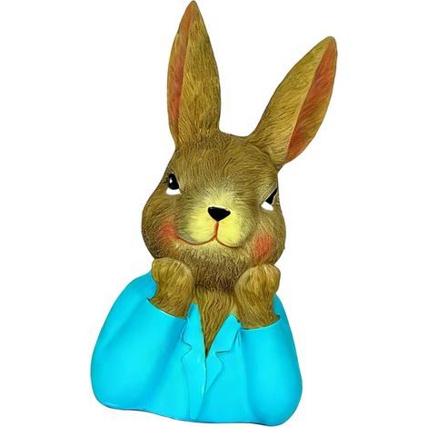 Décoration de table en résine de lapin de pâques, peinte à-Bleu (1/2)