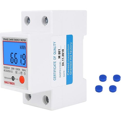 Compteur d'énergie numérique rétroéclairé, monophasé, multifonctionnel, pour la tension et le courant, 230 V, 50 Hz