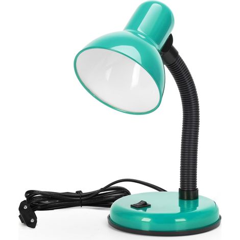 Lampe de Bureau Rétro - 1 Unité - Métal Turquoise - Col Réglable - Prise Intégrée E27 - Lecture et Décoration (1/5)