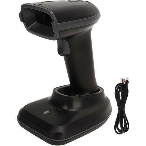 Kabelloser Barcode-Scanner mit Basisstation, 2,4-GHz-Bluetooth-Barcode-Lesegerät, QR-Code-Scanner mit integriertem Akku