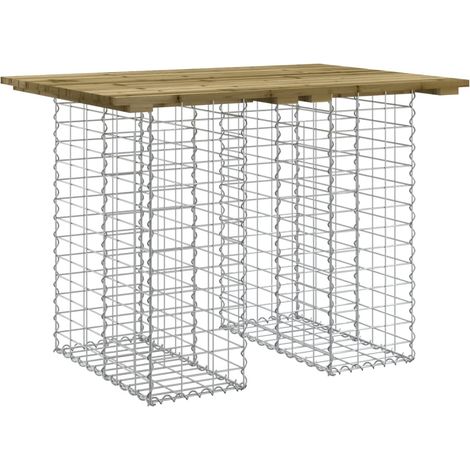 Table de jardin Table d'extérieur Gabion Design 100x70x72 cm Bois de pin imprégné (1/4)