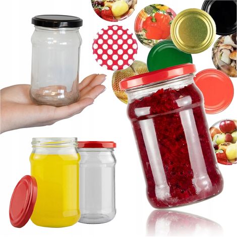 60 tarros de cristal de 315 ml para mermelada, miel y conservas + tapa Fi66