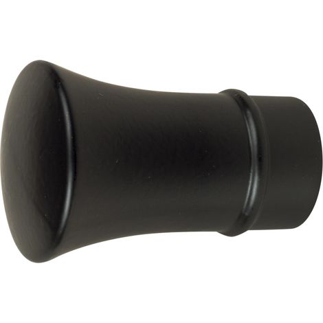 2 pomoli nero a tromba terminale per tubo tende diametro 20 mm
