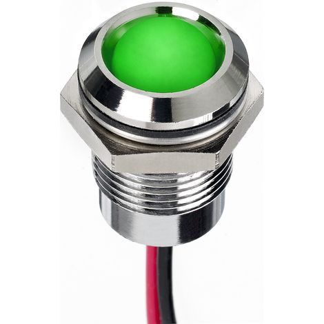 Voyant LED lumineux  Vert RS PRO, dia. 14mm, 220V c.a., IP67 ( Prix pour 1 )