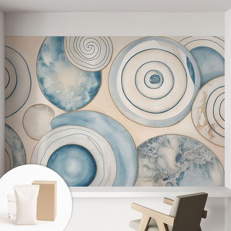Tapete Vliestapete mit Kleber für Wohnzimmer Schlafzimmer Küche - Wanddekoration Spiralförmige Wirbel 152x104 cm (1/5)