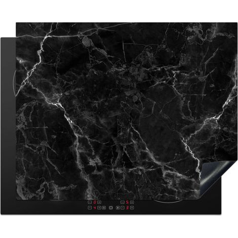 Induction Hob Protector Marble - Black - White - Texture - Marble look 65x52 cm