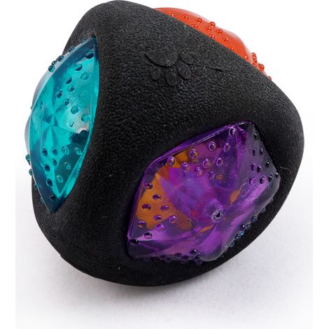 Glitzernder Gummiknochen für Hunde, dreiseitiger schwarzer Ball für Hunde - Lumi