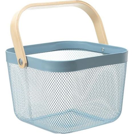 Panier de vidange de Cuisine, Passoire à Fruits en métal poignée Portable Confortable résistant à l'usure Panier de vidange de légumes Pratique pour la Cuisine (Bleu) (1/5)