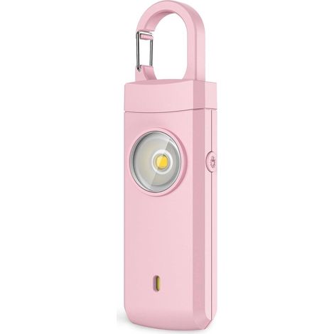 Alarme personnelle porte-clés 130 dB avec sirène LED, alarme de sécurité compacte pour femmes, filles, seniors, adolescents et étudiants, rose (1/5)