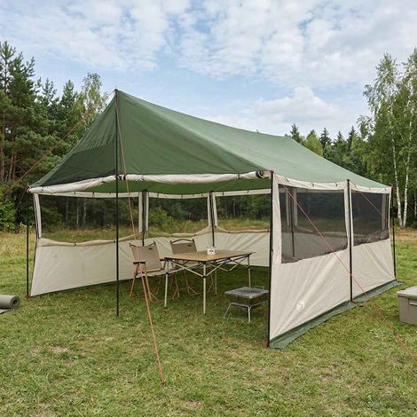 vidaXL Family Tent Green 450 x 400 x 265 cm Polyester and Steel (1/5)