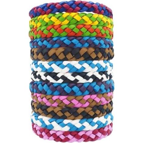 12Pcs Bracelet Anti Moustique Enfant Adulte, Ultrasons Anti-Moustiques Wristband, À Base D'huile Végétale Pure Naturelle, Très Approprié pour Les Activités en Plein Air Les Enfants (A) (1/5)