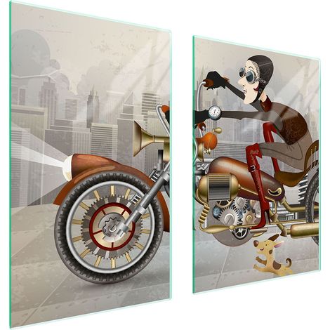 GLASSCHUTZPLATTE FÜR KÜCHE 65x52 MOTORRAD